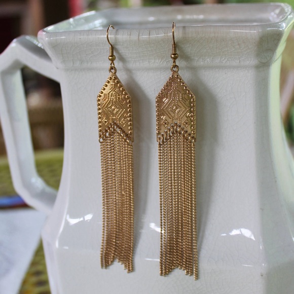 Jewelry - New Gold Tone Chain Earrings Dangle Earrings Long Earrings Statement Jewelry